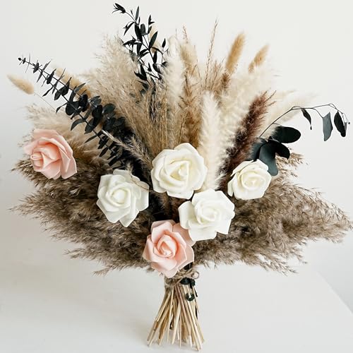 Dried Flower Bouquet | Pampas Grass Decor | Floral Arrangements for Home & Wedding | Boho, Rustic, and Modern Decorations (Without vase) - Image 5