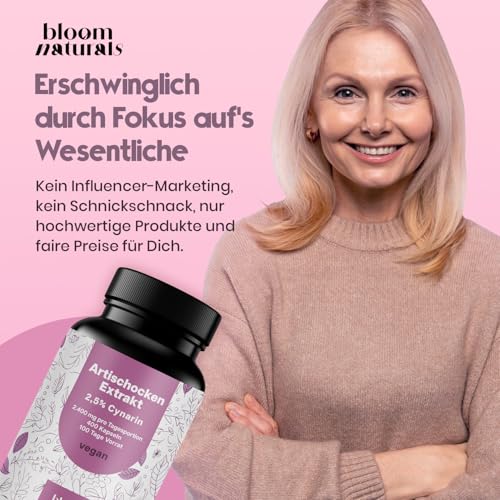 Artischockenextrakt Hochdosiert - 400 Kapseln - 2.400 mg pro Tagesdosis davon 60mg Cynarin - - Artischocken Extrakt hochdosiert, Artischocke - Vegan und produziert in Deutschland