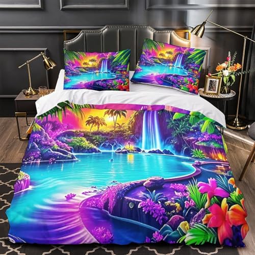 Housse de couette imprimée 3D en microfibre douce avec fermeture éclair cachée - 2