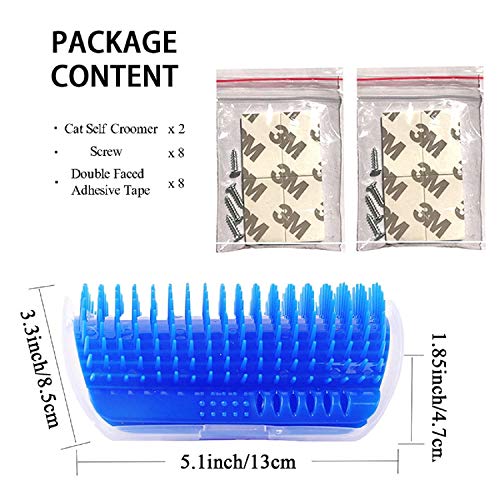 Kingtree Cat Corner Brush, 2 Pack Cat Self Groomer Wall Corner Brushes For Indoor Cats, Soft Pet Self Grooming Brushes Corner Scratcher Massage Combs For Long & Short Fur Cats Dogs Kitten Puppy #TOP5