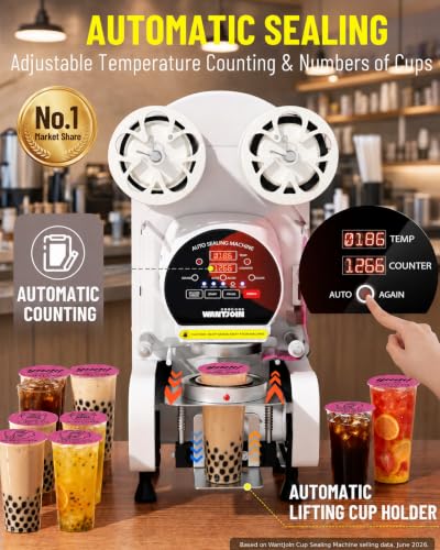 Image of WantJoin Cup Sealing Machine Full Automatic Bubble Tea Cup Sealer