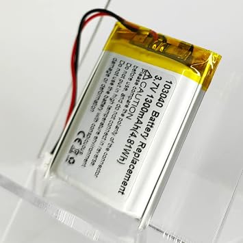 DC 3.7V1300mAh 103040 Rechargeable Lithium Polymer Battery, Suitable for DIY 3.7-5V Electronic Products with Built-in 2-Wire Battery Replacement