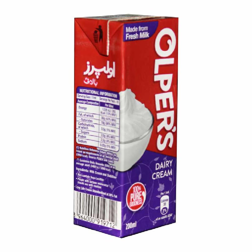 Olpers Dairy Cream 200ml 6 76Oz Pack of 1 Rich Luxurious Whipping Cream For Desserts Suitable For Baking