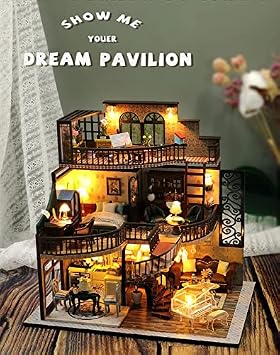 Minyatür Villa Yapma Seti – Ahşap DIY Maket Hobi Kiti – LED Işıklı Villa – Kendin Yap Dekoratif Villa Maket Ev – Yetişkinlere Özel Hediye