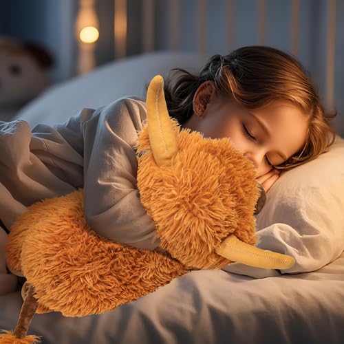 JellyMallow Highland Cow Weighted Stuffed Animals 5 lbs 22 in, Highland Cow Weighted Stuffed Animal Plushies, Adorable Stuffed Animal Pillows Gifts for Kids and Adults by JellyMallow - Image 6