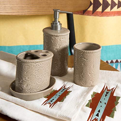 Image of Paseo Road Mesa 9 Piece Aztec Bathroom Set with Shower Curtain, Towel Set, Countertop Accessory Set, Bath Floor Rug, Southwestern Western Style