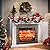 Naice 44" Electric Fireplace Mantel, Farmhouse TV Stand with Electric Fireplace Heater, Stacked Stone Surround and Remote Control 3D Realistic Flame, White Fireplace for Living Room Bedroom