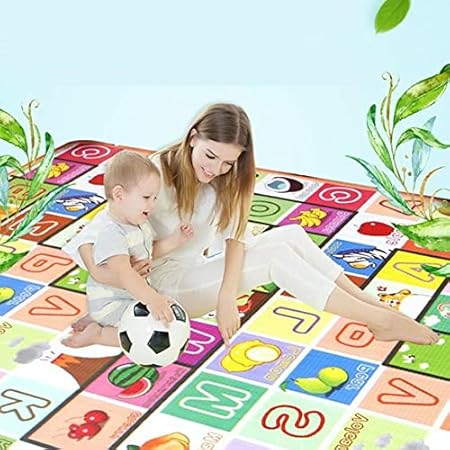 Zemic Double Sided Water Proof Baby Play Mat - Play mats for Kids Large Size, Baby Carpet, Play mat Crawling Baby (Extra Large Biggest Size - 6 Feet X 5 Feet, Assorted Colour)