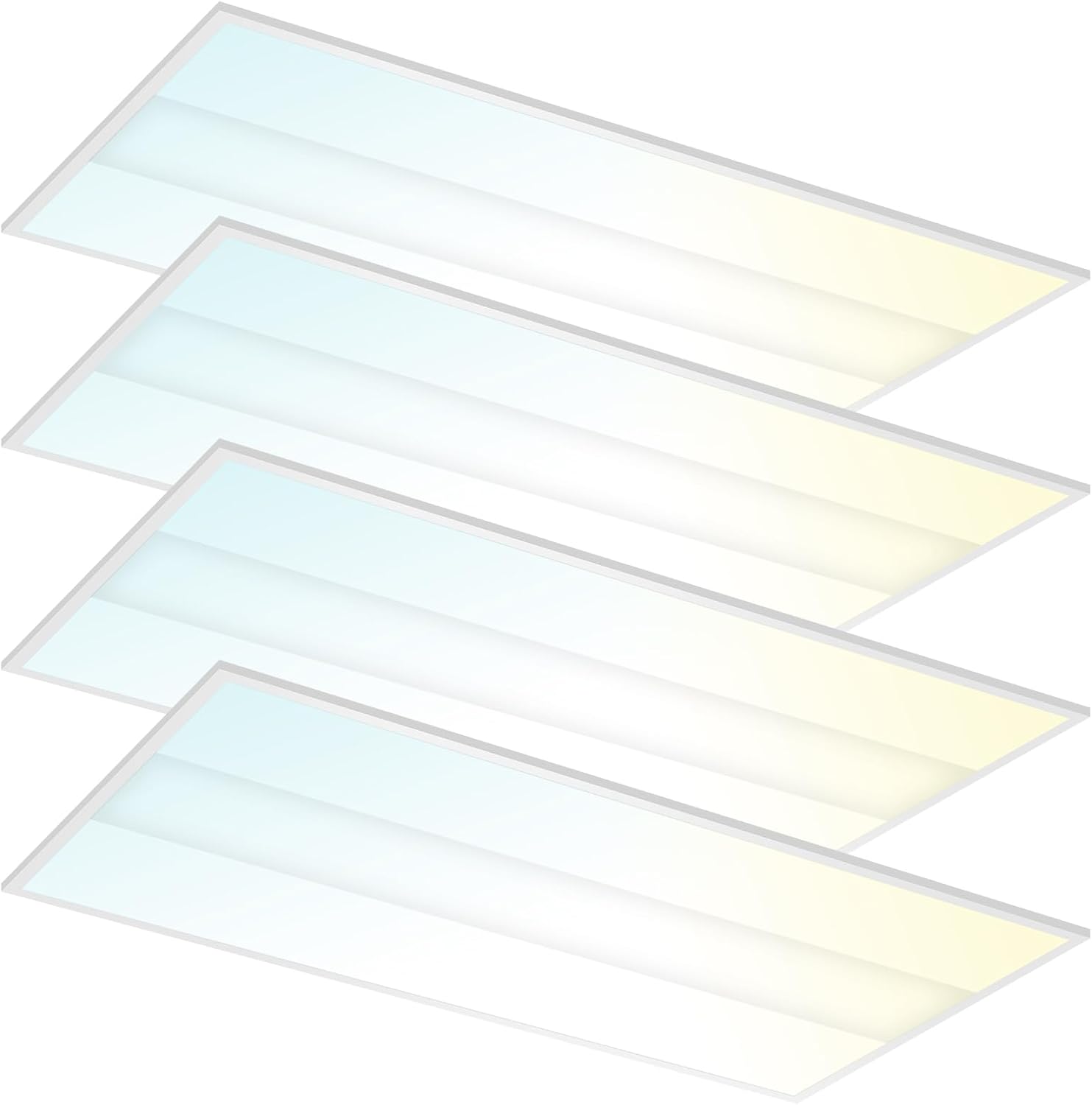 2x4 FT 4 Pack LED Troffer Center Basket Panel Ceiling Office Light Fixture, 5 Color Tunable 3500K/4000K/5000K/5700K/6500K, 0-10V Dimmable Chandeliers, ETL+DLC 5.1 Certified