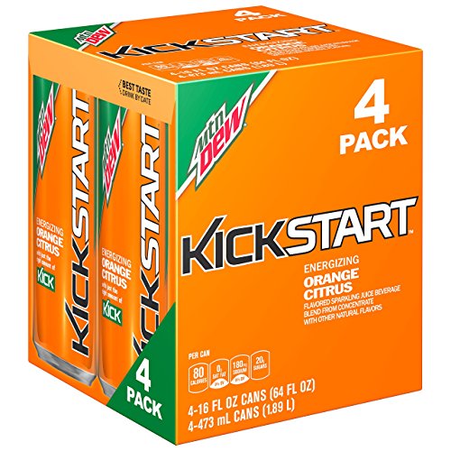 Mountain Dew Kickstart, Orange Citrus, 16 fl oz. cans (4 Pack)