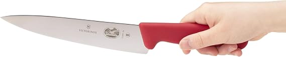VICTORINOX 5.2001.19-X1 Gyu Knife Dishwasher Safe Professional Smooth Serving Knife 19cm Red Ergonomic Non-Slip Handle Chef Knife Fibrox 5.2001.19-X1