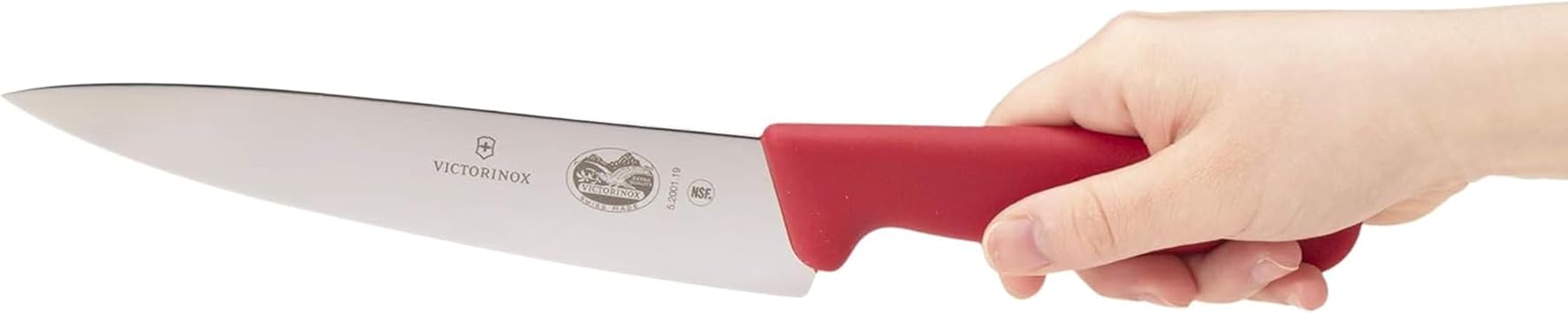 VICTORINOX 5.2001.19-X1 Gyu Knife Dishwasher Safe Professional Smooth Serving Knife 19cm Red Ergonomic Non-Slip Handle Chef Knife Fibrox 5.2001.19-X1