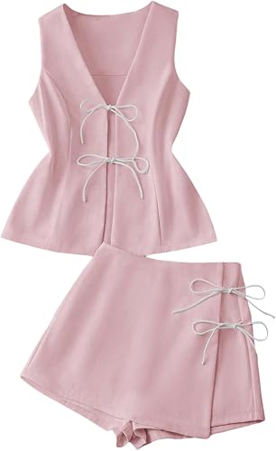 SOLY HUX Womens 2 Piece Summer Outfits Matching Sets Vest and Skort Shorts