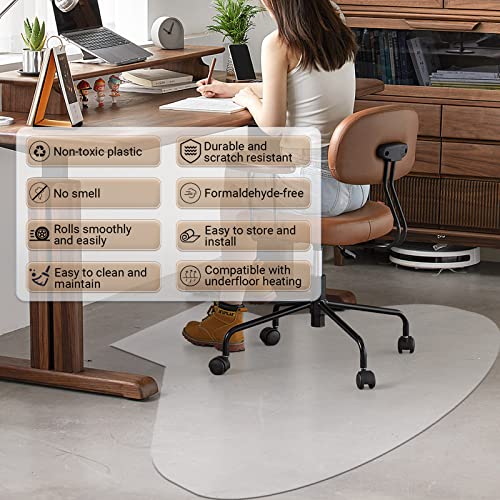 Office Chair Mat For Hardwood And Tile Floors, For Hard Floor Use At Workstations And Large Desks And Large Computer Tables - 45 X 59 Inch L & U Shaped Desk Floor Mat #TOP1