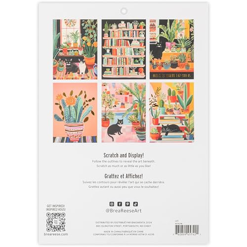 Brea Reese: Scratch Art Paper Pad - Cozy Cats - 6 Designs, Guided Art, Metallic Accents, Dual-Tip Stylus & Brush, 9x12 Pages, Adult Craft by Brea Reese - Image 2