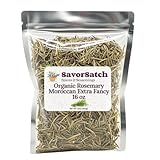 SavorSatch Rosemary Moroccan Extra Fancy - Resealable Pouch | USDA Certified Organic, Allergen-Free, Non-GMO, Kosher | Mediterranean Herb, Whole Leaf | Gluten-Free for Cooking, Tea - Bulk for Restaurants, Commercial Kitchens, Cooking Enthusiasts - 16 Ounce (Pack of 1)