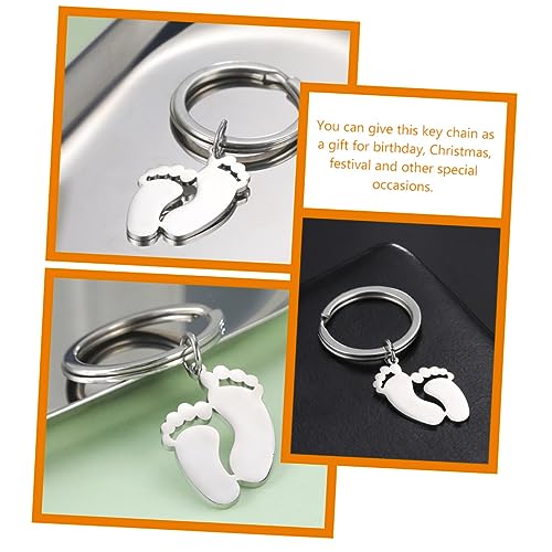HOUDERCO Fußabdruck-schlüsselanhänger Ornament 4 Stück Edelstahl-schlüsselanhänger Für Frauen Baby-fußabdruck-