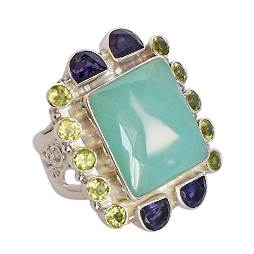 Bague en argent 925 agate bleue réglable : fini les erreurs de taille