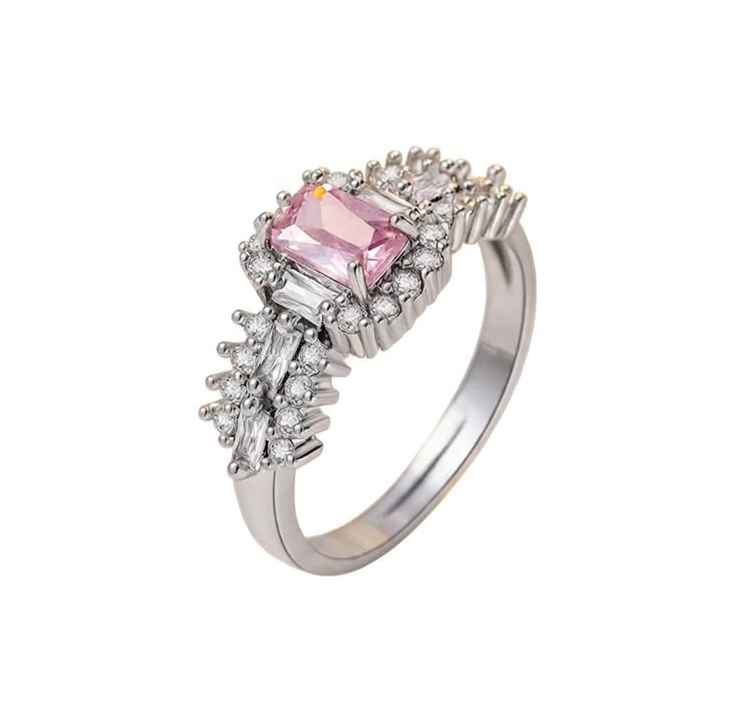 Pink Cubic Style Ring | Adjustable Fancy Jewellery Design for Men Women | Latest Fashion Accessories for Girls | Minimal Jewelry | Gift for Valentines Day, Christmas, Marriage, Birthday-image-32
