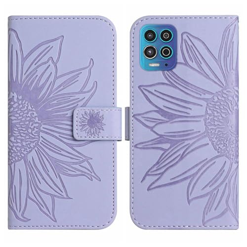 Rfvzubemok Compatible with Motorola Moto G100 5G Cover,Compatible with Motorola Edge S 5G Flip Kickstand Card Slots Magnetic Closure Phone Case Purple
