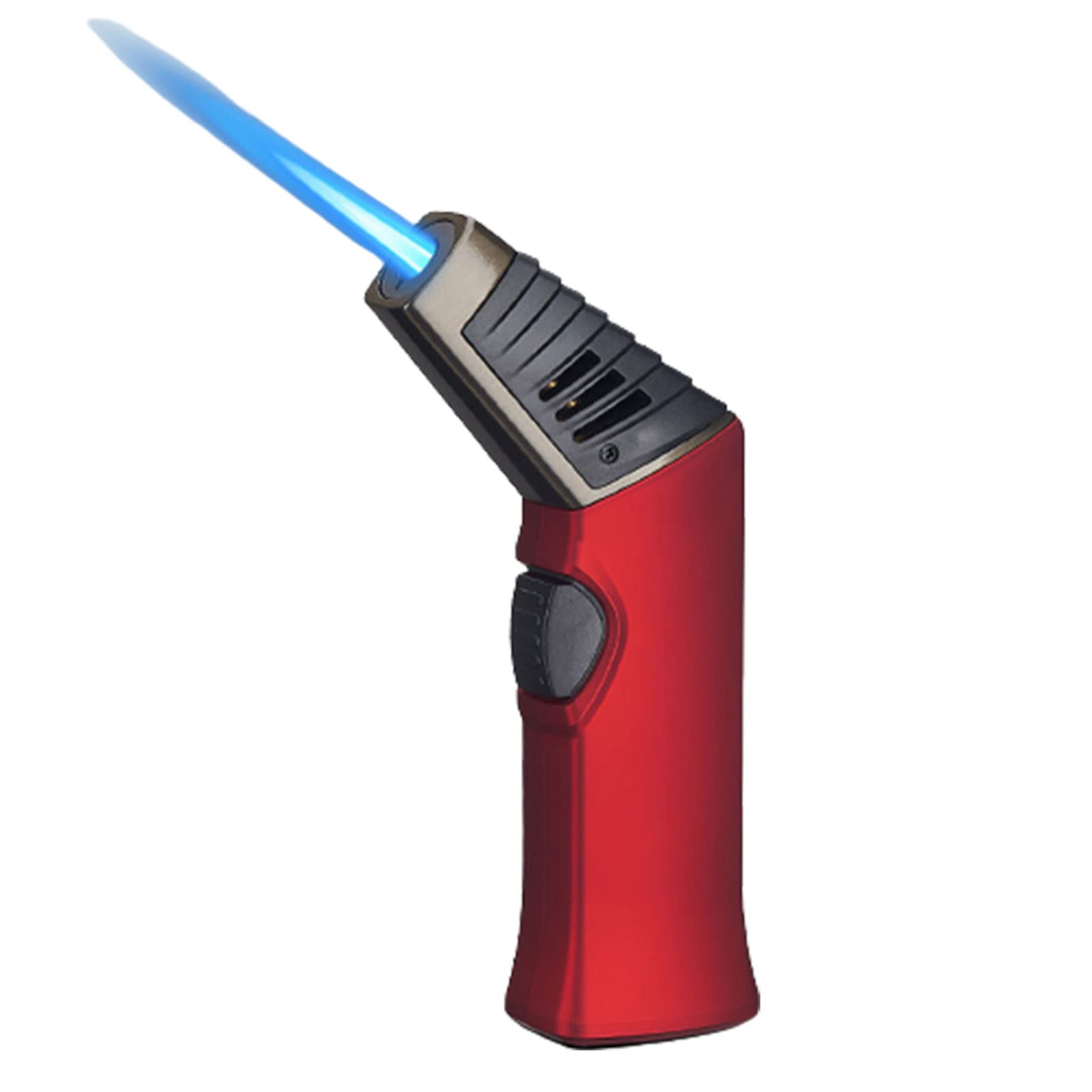 Encendedor de Antorcha de Cabeza Giratoria de Doble Forma Encendedor de Butano Recargable Jet Flame para Barbacoa Vela Camping Sin Combustible,Black,154 * 38mm