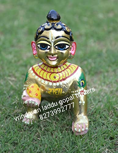 VRINDAVAN LADDU GOPAL TRADERS Traders Presents Gold Designer Attractive Pure ashtdhatu laddu Gopal Size 7 no Hight 6.5 inch