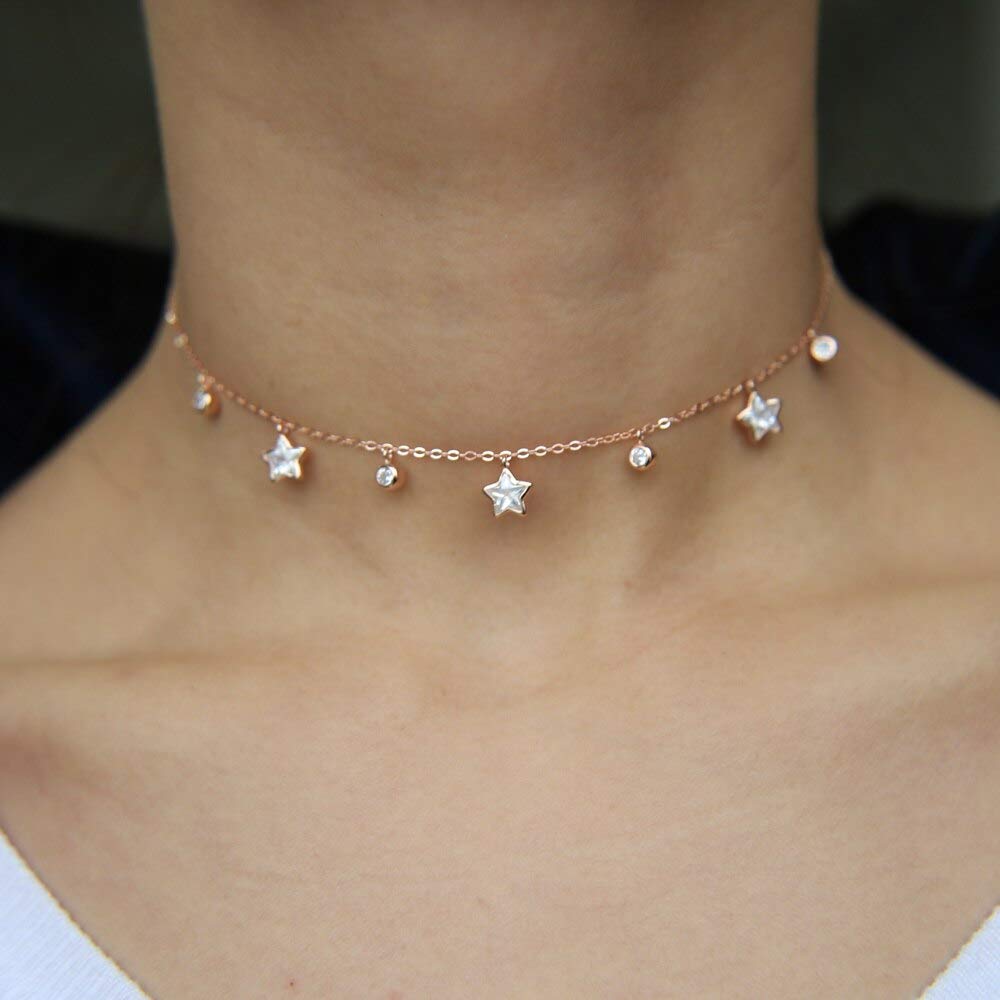 YDYDTTKD Runder/klarer Tropfen-Pflaster, zarte Damen- und Mädchen-Ketten aus 925er-Sterlingsilber, Hochzeit, Brautschmuck, Lariat-Halsketten
