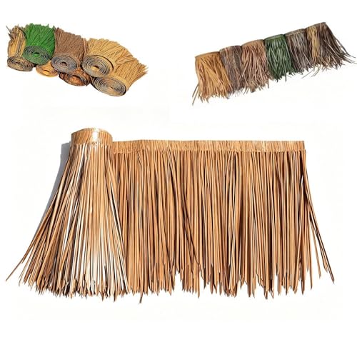 ZYXQQJ Artificial Thatch Roofing Mexican Grass Thatch Roof Fireproof Palm Thatch Roll for Decorations Tiki Hut Outdoor Patio Wall Duck Hut(Straw Colour,7m/23ft)