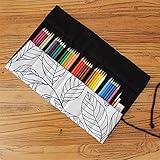 Unisex.easy to carry. FTFTO Canvas Roll School Pencil Case 36/48/72 Holes Large Pencilcase for Girls Boys Pen Bag Stationery Kit Pouch (Color : A Size : 72 Holes) (A 48 Holes)