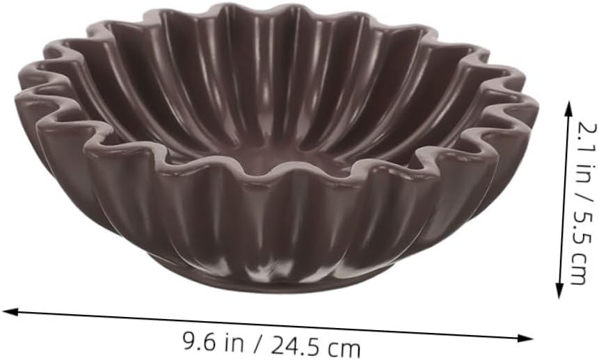 Zerodeko Decorative Bowl with Grooved Ruffled Edge 10-inch Black Jewelry Holder Storage Bowl Candy Dish Snack Container for Living Room Coffee Table Home Décor