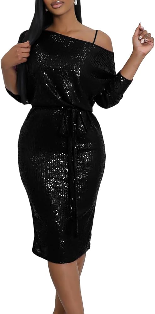 slim fit dress slacks Linda Lace-Up Glitter Sequin Skater Party Dress main image 1