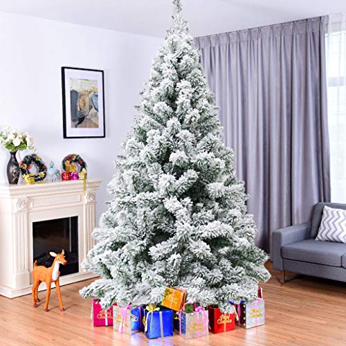 AMhomely Christmas Tree Sale, 7.5ft Hinged Fir Pencil Artificial Christmas Tree With Metal Foldable Stand Merry Christmas Decorative Xmas Home Decorations Décor Ornaments Party Gifts (White 7.5FT)