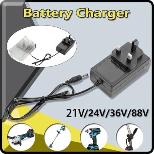 FiTspi 18V/21V 1A Universal Battery Charger with Indicator Light for Cordless Drill and Chainsaw, Power Adapter for Lithium Batteries AC 100-240V Input with 5.5x2.5mm DC Output - Image 2
