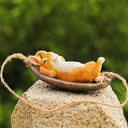 Gihaoom Cute Hanging Hammock Fairy Animal Rabbit Statue Home Garden Decor Gardening Sculpture Figurine Gifts Decorations Ornaments For Garden Yard Indoor Outdoor #TOP3