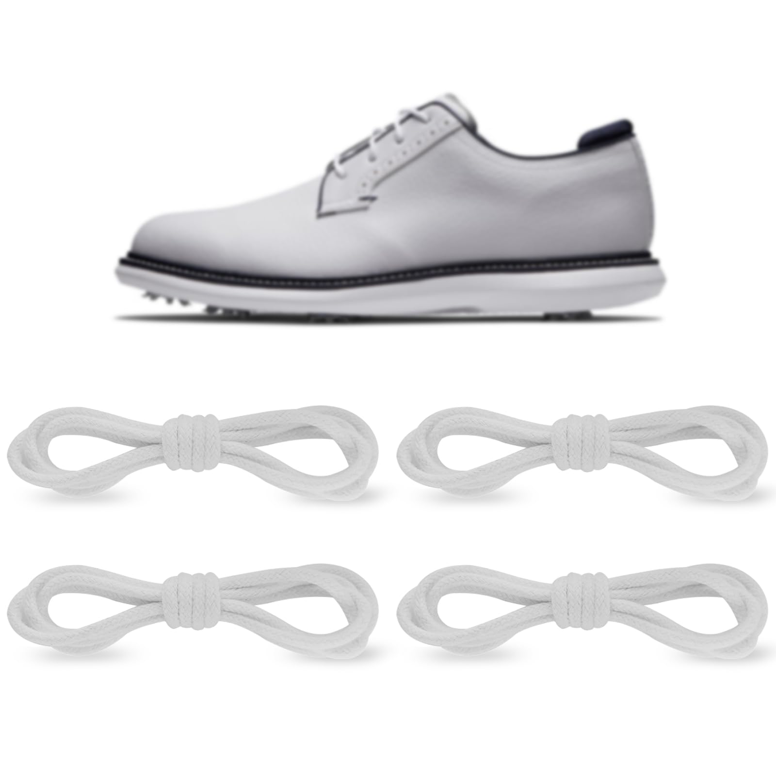 NDTEZUGT 2 Pairs Cotton Golf Shoe Laces for FootJoy Sports Shoes, Round Thin Dress ShoeLaces Replacement Shoe Strings