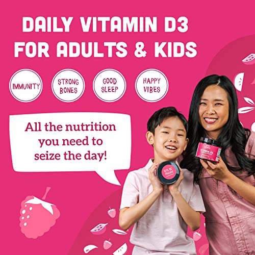 Llama Naturals Whole Fruit Vitamin D3 Gummies (Adults + Kids); No Added Sugar, Organic, Vegan, Plant-Based, Healthy Bones, Immunity, And Mood; 200% Dv Per Bite; 60 Bites (30-60 Days) (Raspberry) #TOP3