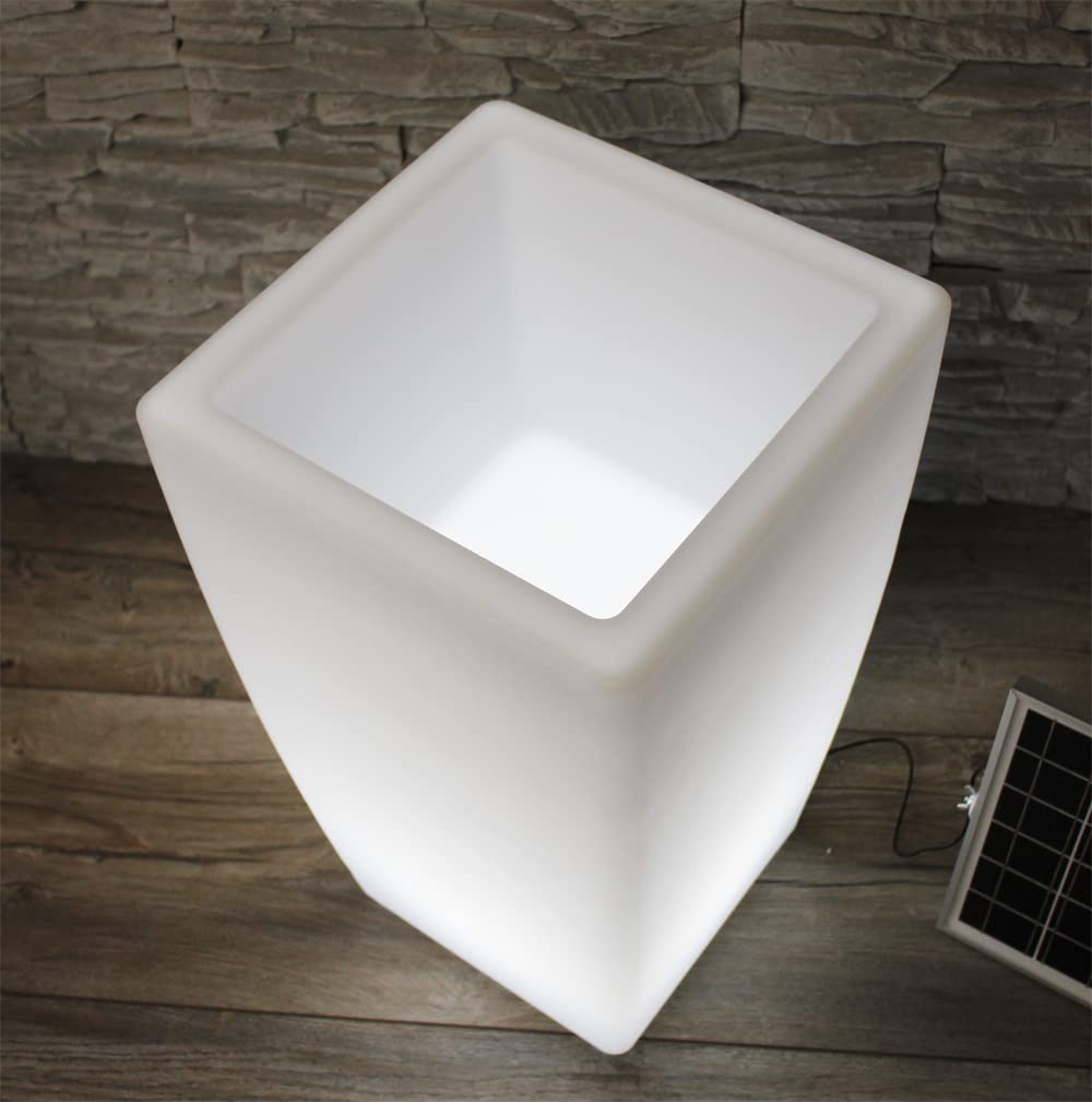 Arnusa Solar Blumenkübel 50 x 30 cm LED RGB Blumentopf Moderne Équerre Pflanzkübel Akku Gartenleuchte SolarlampeL8