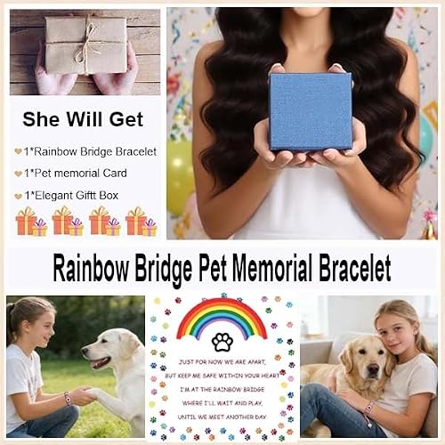 QIRUIMI Pet Memorial Gifts, Rainbow Bridge Bracelet for Beloved Dog Cat, Memorial Bracelet for Women Men Who Lost Pets, Pet Sympathy Gift — view 5