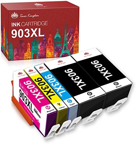 Toner Kingdom 903XL Ink Cartridges Multipack Replacement for HP 903XL 903 XL for HP Officejet 6950 HP Officejet Pro 6970 6960 High Yield Ink Cartridges (2 Black,1 Cyan,1 Magenta,1 Yellow,5 Pack)