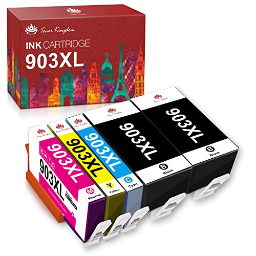 Toner Kingdom 903XL Ink Cartridges Multipack Replacement for HP 903XL 903 XL for HP Officejet 6950 HP Officejet Pro 6970 6960 High Yield Ink Cartridges (2 Black,1 Cyan,1 Magenta,1 Yellow,5 Pack)