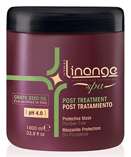 Linange Spa - Post Treatment Grape Seed Oil Mask (1000ml); Strengthening, Hydrating Hair Care Product; Hair Mask w/Proteins for Men and Women â€“ for Thin, Dry, Damaged, Treated Hair