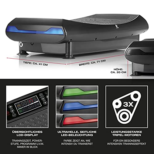 FitEngine 4D Vibrationsplatte | 60 Intensitätsstufen & 4 Vibrationsmodi | Curved Design mit LED-Beleuchtung | Inkl… – Bild 4