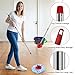 Spin Mop Handle Mop Heads and Base Replacement Sets Compatible with O Cedar EasyWring Rinseclean 2 Tank System, Flexible & Reusable(1 Sets Stainless Steel Handle & 2 Refills & 1 Base & 1 Scrub Brush)