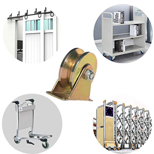 2Pcs V Groove Wheel Sliding Gate Track Roller W Bracket Heavy Duty Barn Door Casters Steel Slide Gate Hardware For Gate Frame Industrial Machines Carts 2 Inches #TOP5