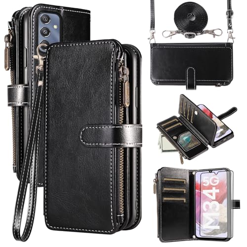 Coque Samsung Galaxy A25 5G avec protège-écran lanière et porte-cartes noir
