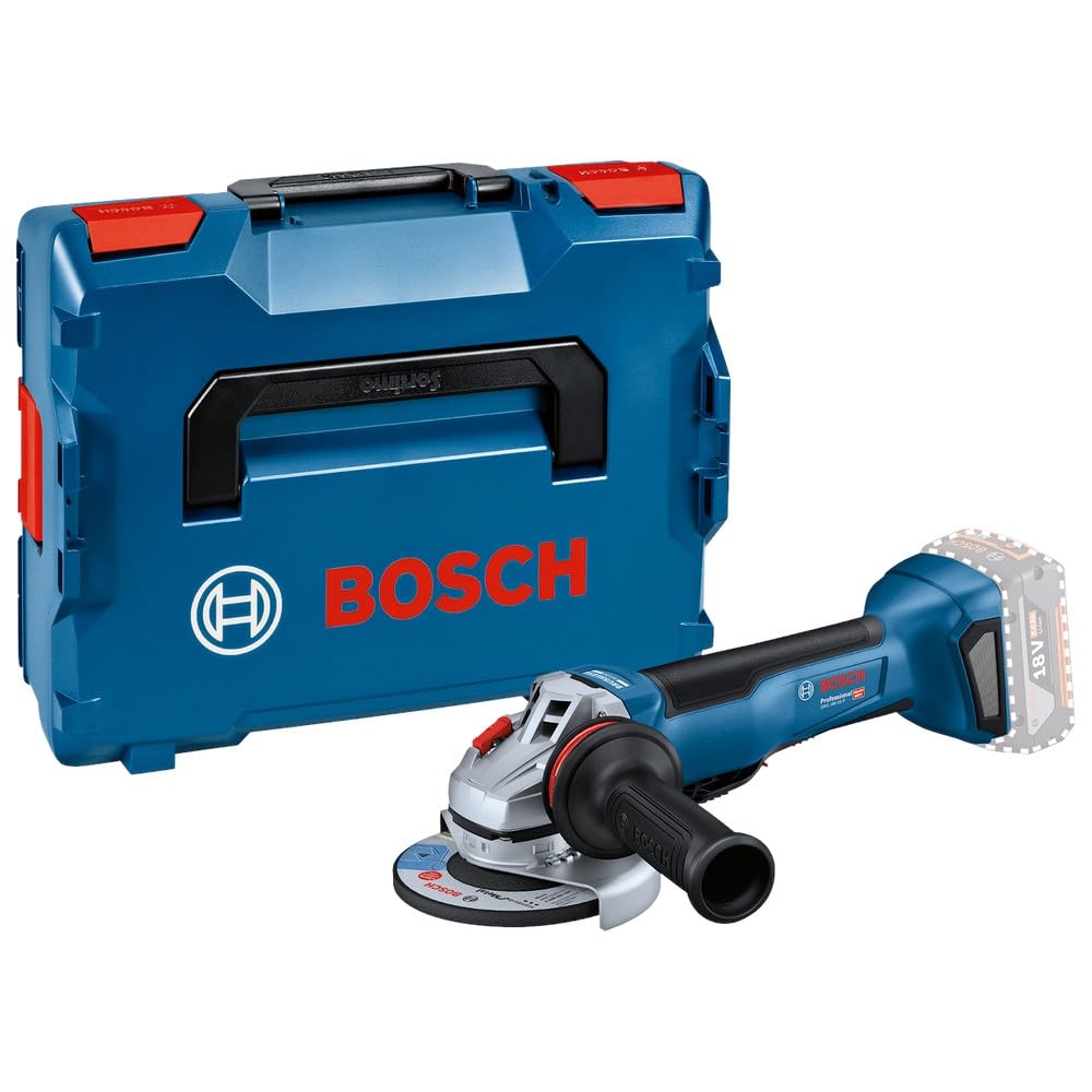 Bosch Professional 18V System meuleuse angulaire sans-fil GWS 18V-10 P (poignée auxiliaire, capot protection, écrou serrage rapide, flasque de serrage, calage L-BOXX, L-BOXX)