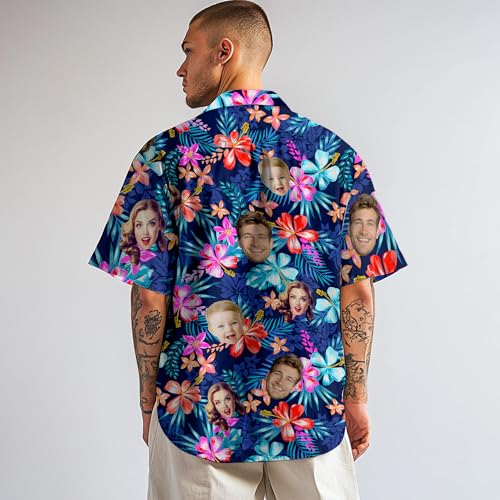 Custom Hawaiian Shirt with Face for Men Personalized Funny Button Down Hawaiian Shirts with Photo Flora Beach Shirts2