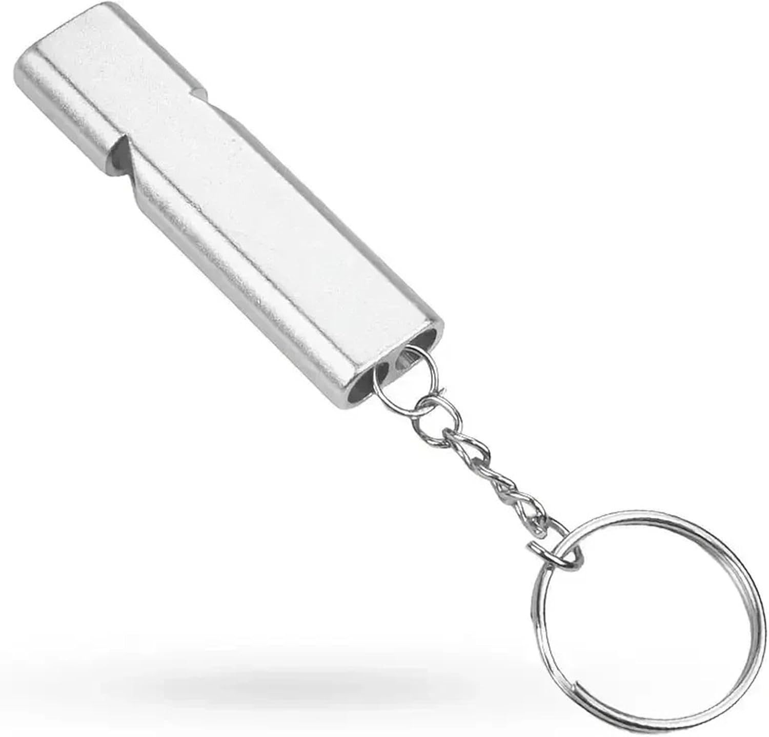 Emergency Whistle 50Pcs Flat Aluminum Alloy Dual Frequency Survival Double Tube Outdoor Equipment(Silver)