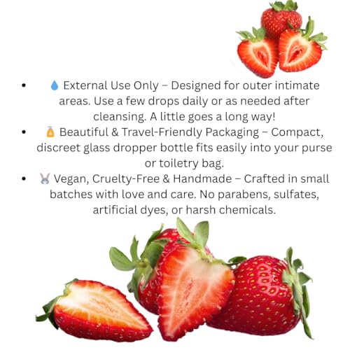 Image of Strawberry Yoni Oil for Women - Feminine Intimate Oil for pH Balance, Ingrown Hairs & Moisturizing - Sweet Scented Natural for Daily Feminine Care Scented NOT Flavored