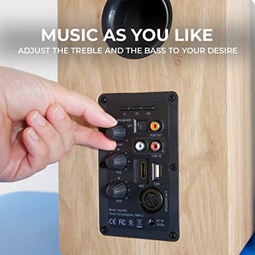 VULKKANO A5 Arc Enceintes Monitoring Active avec Woofer 5.25″, Bluetooth 5.0, HDMI Arc, Optique, RCA, USB, Sortie Subwoofer, Haut Parleur de TV au Design Élégant, Couleur Marron - Les Beatles, Paul McCartney, John Lennon, RIngo Starr, George Harrison VULKKANO A5 Arc Enceintes Monitoring Active avec Woofer 5.25", Bluetooth 5.0, HDMI Arc, Optique, RCA, USB, Sortie Subwoofer, Haut Parleur de TV au Design Élégant, Couleur Marron – Image 6